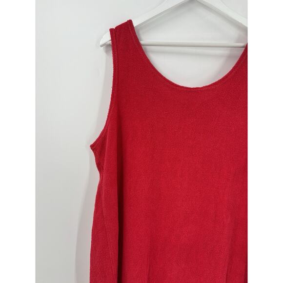 Glorias Fashion Vintage Dress Womens Large Red Terry Cloth Sleeveless Swim Cover - Picture 10 of 12